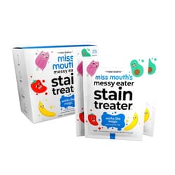 Miss Mouth's Messy Eater Stain Treater Wipes - 25 Pack Stain Remover - Newborn & Baby Essentials - No Dry Cleaning Food, Grease, Coffee Off Laundry, Underwear, Fabric