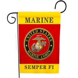 Hexagram US military Marine Corps USMC Semper Fi Flag Double-Sided Lawn Decoration Gift House Garden Yard Banner United State American Military Veteran, 12