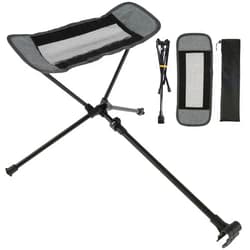 Tzdxfgl Camping Chair Foot Rest, Foldable Hammock Chair Footrest, Folding Attachable Camp Chair Leg Rest, Outdoor Retractable Camp Footrest for Reclining Swing Chair Moon Chair Beach (Gray)