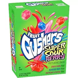 Betty Crocker Gushers Fruit Flavored Snacks, Super Sour Berry, Gluten Free, 4.25 oz, 8 ct