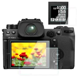 Wh1916 XH2S Screen Protector Compatible for Fujifilm X-H2 / X-H2S Camera (2 TOP & 2 LCD Screen), WH1916 9H Tempered Glass Anti-Scrach Anti-Bubble Anti-Dust (4 Pack)