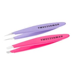 Tweezerman Mini Slant and Point Tip Tweezer - Tweezers Set for Eyebrows, Facial Hair, Ingrown Hairs