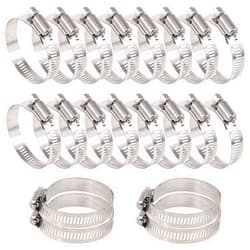 Glarks 20Pcs 304 Stainless Steel Adjustable 33-57MM Range Worm Gear Hose Clamps Assortment Kit, Fuel Line Clamp for Water Pipe, Plumbing, Automotive and Mechanical Application (33-57MM)