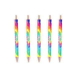Muenjxh Ballpoint Pen 5Pcs Click Pens Metal Retractable Reusable 0.7 mm Medium Ballpoint Pens for Office School (Multicolored Tie-dye, 0.7mm,Black)