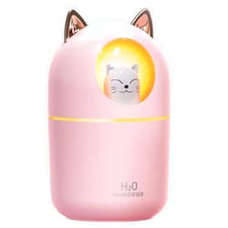 INVODA Small Humidifier Cute Portable Cool Mist 300ML 7 Color Night Light USB Air Humidifier for Bedroom Office Desk Car Plants Travel (Pink)