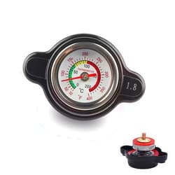 Sinytuto Pack-1 High-pressure Radiator Cap with Thermometer, 1.8 Bar Vehicle Water Tank Cover, Aluminum Fuel Tank Cap, Universal Automobile Accessories, for Most Cars, Trucks and Vans (Black)