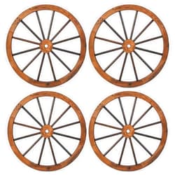 Giantex 30-Inch Wagon Wheels 4 Pieces, Decorative Wooden Wheels, Carbonized Solid Fir Wood, Old Western Style Wall Art Garden Decor, Rustic Wood Wheels for Yard Garage Bar Farmhouse Outdoor