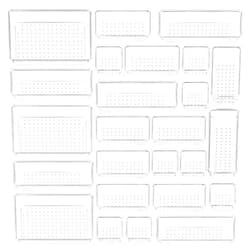 Vtopmart 25 PCS Clear Plastic Drawer Organizers Set, 4-Size Versatile Bathroom and Vanity Drawer Organizer Trays, Storage Bins for Makeup, Bedroom, Kitchen Gadgets Utensils and Office