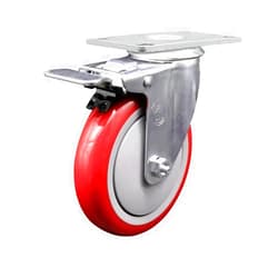Service Caster Stainless Steel Polyurethane Swivel Top Plate Caster w/5