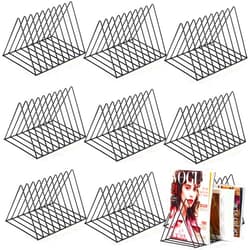 Thenshop 9 Pack Triangle File Storage 9 Slot Magazine File Storage Iron Desktop Magazine Organizer Vinyl Record Stand Holder Triangle Bookshelf Decor for Desk