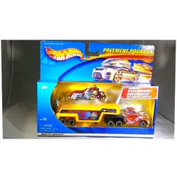 Hot Wheels Pavement Pounder Duncans Motorcycles Bike, Custom Muscle Bikes Trailer, and Hot Wheels Truck Set