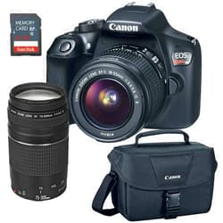 Canon EOS Rebel T6 DSLR Camera w/EF-S 18-55mm, EF 75-300mm Lens, 32GB SD Card & Camera Bag (Renewed)