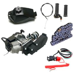 Aupitolt 49CC 2 Stroke Engine Motor Kit for ATV Mini Dirt Bike Go Kart Pocket Scooter, Pull Start Engine Motor T8F Chain 14 Teeth Sprocket Single Cylinder