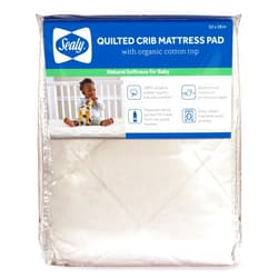 Sealy Baby Quilted Organic Cotton Top Breathable Fitted Waterproof Infant Crib Mattress Protector Pad and Toddler Bed Cover, Durable and Comfortable Topper, Machine Washable, 52” x 28”- Cream