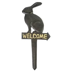 DreamsEden Rabbit Welcome Sign with Stake Vintage Cast Iron Rustic Bunny Welcome Sign Easter Antique Decorative Welcome Plaque Arrow Sign Metal Rabbits Lawn Yard Sign Home Garden Decor