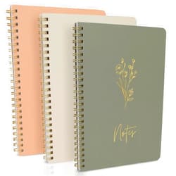 ZICOTO Aesthetic Spiral Notebook Set of 3 For Women - Cute College Ruled 8x6 Journal/Notebook with Large Pockets And Lined Pages - Perfect Supplies to Stay Organized at Work or School