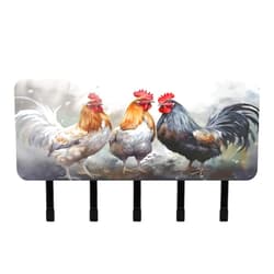 Nesatuwa Retro Style Farmhouse Rooster Key Holder for Wall,Acrylic Wall Key Rack Organizer with 5 Hooks and Tiny Mail Slot for Entryway Hallway Doorway Home Decor