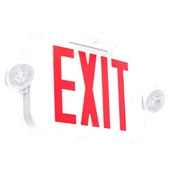 LIT-PaTH LED Combo EXIT Sign with 2 Adjustable Head Lights and Doube Face, Back Up Batteries- US Standard Red Letter Emergency Exit Lighting, UL 924 and CEC Qualified, 120-277 Voltage, 1-Pack