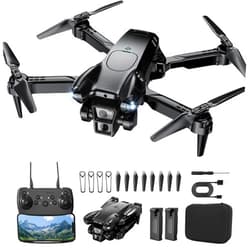 ASFSFQ Drone with Camera 1080P HD, Mini Drone for Beginners Kids Adults, Foldable RC Quadcopter with Stable Hover, Trajectory Flight, One Key Take Off/Land, 2 Batteries, Toys for Boys and Girls (Black)