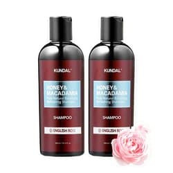 Kundal Honey&Macadamia Hydro-Intensive Protein Premium Nature Hair Shampoo [English Rose] Sulfate Free, Macadamia Oil for Damaged Hiar care, Deep Clean & Hydration 600ml (300ml x2ea) 20.28Fl oz