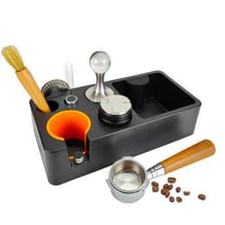 YInonma Espresso Knock Box, Tamping Station Fit 51 to 58MM Espresso Tamper, Distributor, Portafilter & Puck Screen Accessories, Knock Box Espresso for Barista Accessories