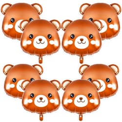 Junkin 8 Pcs Bear Balloons 21x22 Inch Animal Bear Baby Shower Decorations Helium Brown Foil Balloons for Jungle Woodland Animal Farm Safari Theme Party Decoration