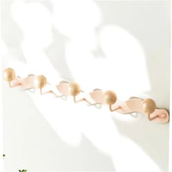 IRUGS Coat Rack, Wooden Wall Mounted Coat Hook, Kids Coat Hooks, Entrance Door Coat Racks - Coat Hat,Towel, Purse,Robes,Mudroom, Bathroom(Apricot,49.5cm/19.48in)