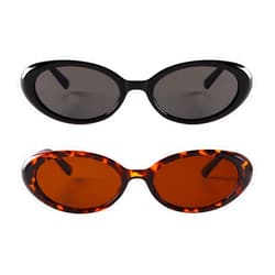 JUDOO Retro Oval Sunglasses for Women Men 90s Vintage Cat Eye Glasses Oval Glasses UV400 Protection Driving Sun Glasses