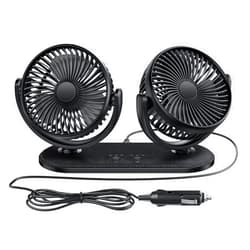 TriPole Car Fan 12V / 24V Portable Auto Cooling Fan Dual Head Rotatable Vehicle Fan 3 Speeds Strong Wind Air Circulation Fan for Car Dashboard Electric Fan for Truck SUV Sedan RV Van Boat Golf Cart
