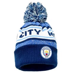 Fan Ink Manchester City Beanie Knitted Ski Hat, Licensed M. City Winter Hat White