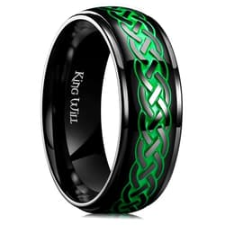 King Will Stainless Steel Ring for Men Celtic Knots Wedding Rings Black and Green Red Plated Statement Ring 8mm Width Mens Jewelry Size 7-14丨Celtic Collection