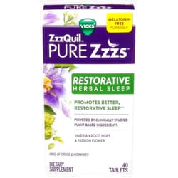 Vicks Zzzquil Pure Zzzs, Restorative Herbal Sleep, Melatonin Free Plant-Based Sleep Supplement , 40 Tablets (Pack of 4) 40 Count (Pack of 4)