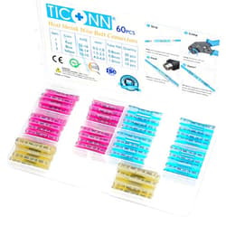 TICONN 60PCS Heat Shrink Butt Wire Connector Kit, Insulated Waterproof Electrical Wire Crimp Terminals Butt Splice for Marine Automotive (60PCS)