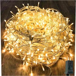 KAQ 115FT 300LED Warm White Christmas String Fairy Lights Indoor/Outdoor, Waterproof with 8 Modes, Clear Wire Plug in Twinkle Light for Outside Garden Bedroom Christmas Tree Decorations