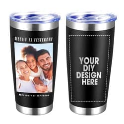 SMLIXE Personalized Tumbler 20oz Custom Stainless Steel Coffee Cups W/Lid & Straw Double Wall Insulated Tumbler Gift W/Text Logo