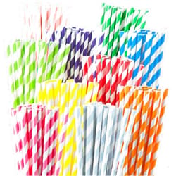 Weemium Paper Straws Disposable - 200 Pack - Durable & Non-Soggy Striped Paper Straws for Drinking in 10 Colors - 100% Biodegradable & Eco-Friendly for Parties, Events, Crafts & Everyday Use