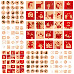 Outus 6 Sheets Christmas Advent Calendar Numbers Sticker, 25 Days Christmas Countdown Calendar Stickers Christmas Boxes Tags Adhesive Labels for Kids DIY Gifts Craft Xmas Holiday, 1.6 Inch (Kraft Style)