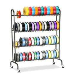 AHOWPD 3D Printer Filament Storage Rack - 4 Tier Rolling Filament Spool Holders Racks with Wheels, Heavy Duty Metal Shelf for PLA/ABS/TPU, Filaments Organzied for 3D Printing Studio, Office Workshop
