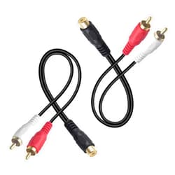 VCELINK RCA Splitter 1 Female to 2 Male (8 Inch), Stereo Audio Y Cable, Gold Plated Dual RCA Male Adapter for Car Audio, Subwoofer, TV, CD Player, Home Theater and so on, 2 Pack