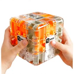 TNDCKP 3D Rolling Ball Maze Cube & Marble Maze Puzzle - Large Labyrinth Brain Teaser Toy for Kids Ages 4-8, 8-12 & Adults. Challenging 3D Puzzle Game. Best Travel Birthday Gift (Orange Color)