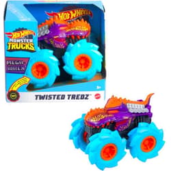 Hot Wheels Monster Trucks Twisted Tredz Creature Themed 1:43 Scale Flywheel Friction Motor Assorted Stylized Giant Wheels Power over Terrain and Obstacles for Crashing and Smashing Action Kids
