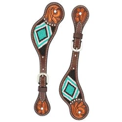 Weaver Leather Turquoise Diamond Beaded Horse Headstall, Leather Headstalls for Horses for Trail Riding, Durable Equine Supplies, Dark Oil