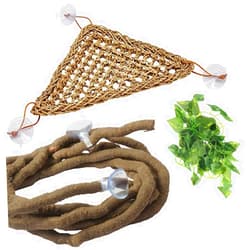 PINVNBY Bearded Dragon Hammock,Bearded Dragon Tank Accessories,Jungle Climber Vines Flexible Reptile Terrarium Leaves with Suction Cups Habitat Decor for Chameleon, Lizards, Gecko, Snakes（3 PCS）