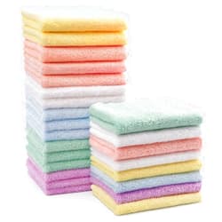 HOMEXCEL Baby Washcloths 24 Pack-Microfiber Coral Fleece Baby Bath Face Towel 7 x 9 Inch Extra Absorbent and Soft Burp Cloth and Wash Cloths for Newborn-Infants and Toddlers-Gentle On Sensitive Skin