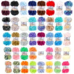 BambooMN JubileeYarn Feather Whimsy Eyelash Yarn - 50g/Skein Fine Polyester Fur - Variety Pack - 20 Skeins