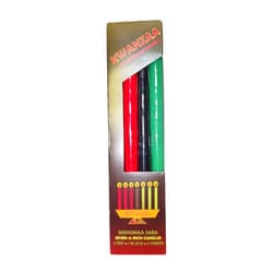 D'light Online Elegant 7 Pieces Kwanzaa Candles Set - 3 Red, 3 Green, 1 Black - Premium Quality Candles Hand-Dipped Taper Candles, Dripless and Smokeless - Set of 7 (10 Inch, Kwanzaa)