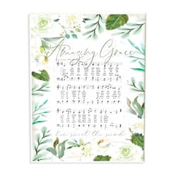 Stupell Industries Amazing Grace Sheet Music Green Floral Border Wood Art by Jennifer Pugh Wall Plaque, 13 x 19