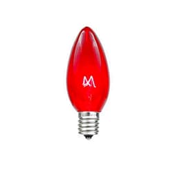 Novelty Lights Incandescent Replacement Bulbs - Outdoor Individual Bulbs for Events, Holiday Parties, Patios, and More - C7/E12 Candelabra Base, 5 Watt Lights (Red, 25 Pack)
