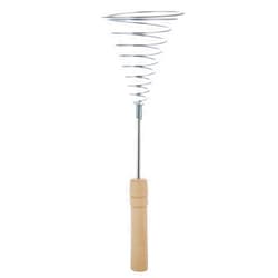 OFXDD Stainless Steel Spring Coil Whisk 1 Pcs - Wire Whip Egg Whisk with Wooden Long Handle - Heavy Duty Whisks for Cooking