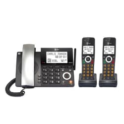 AT&T DECT 6.0 Corded/Cordless Home Phone with 2-Handset and Answering Machine, Smart Call Blocker, Caller ID, Large Backlit Display, Big Button, Speakerphone, Intercom: CL84218 (Charcoal Black)